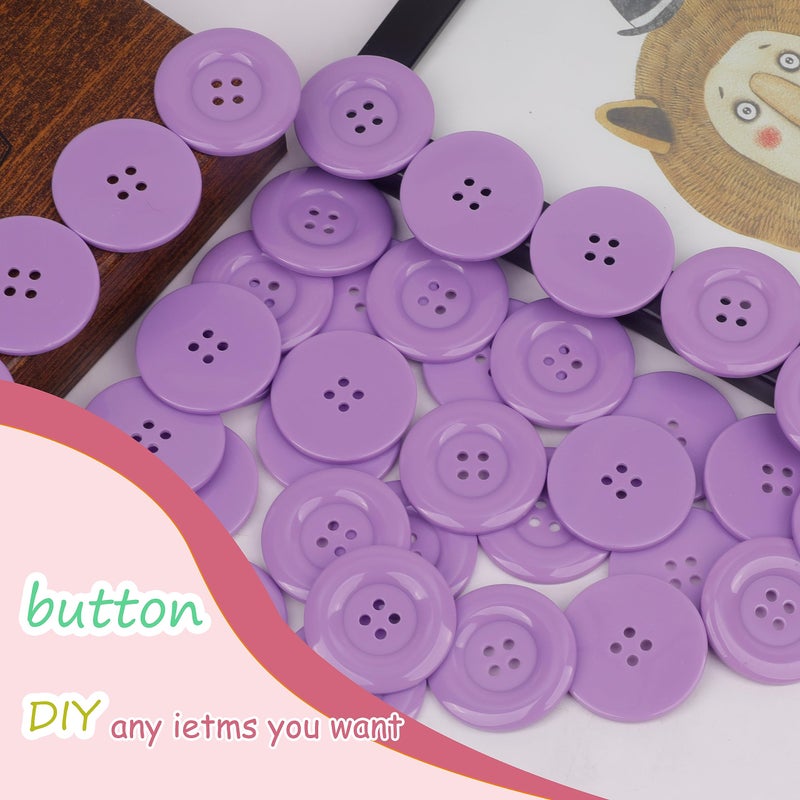 YAKA 50pcs 4 Holes Round Sewing Resin Buttons1.5inch/38mm in Bulk for Environmental Sewing Fasteners Scrapbooking DIY Sewing Tailor Crafts Coats Clothe Amethyst - Image 4